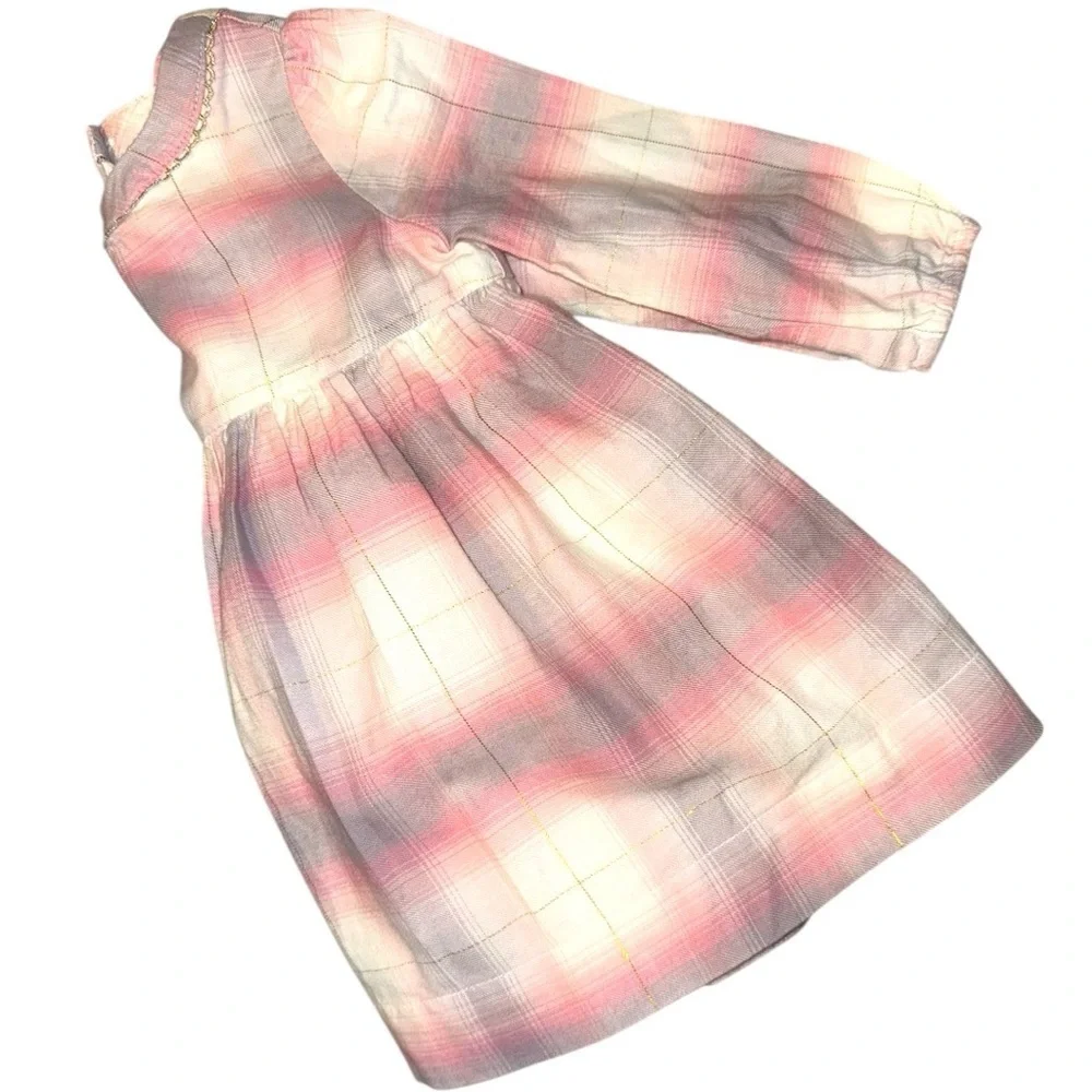 Baby Gap Pink Plaid Gold Thread Dress with Bloomers 12–18 Months